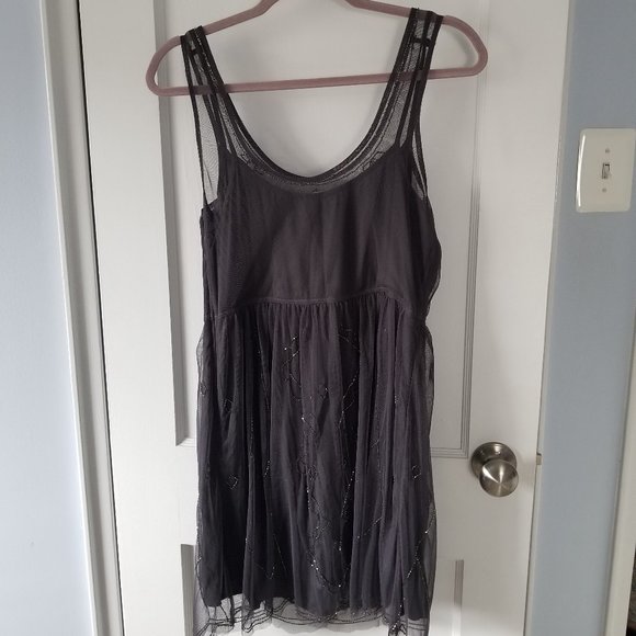 A&F Sheer Slate Beaded Mini Dress | M - Picture 4 of 6